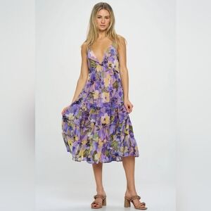 STORIA Floral Midi Ruffled Dress size S